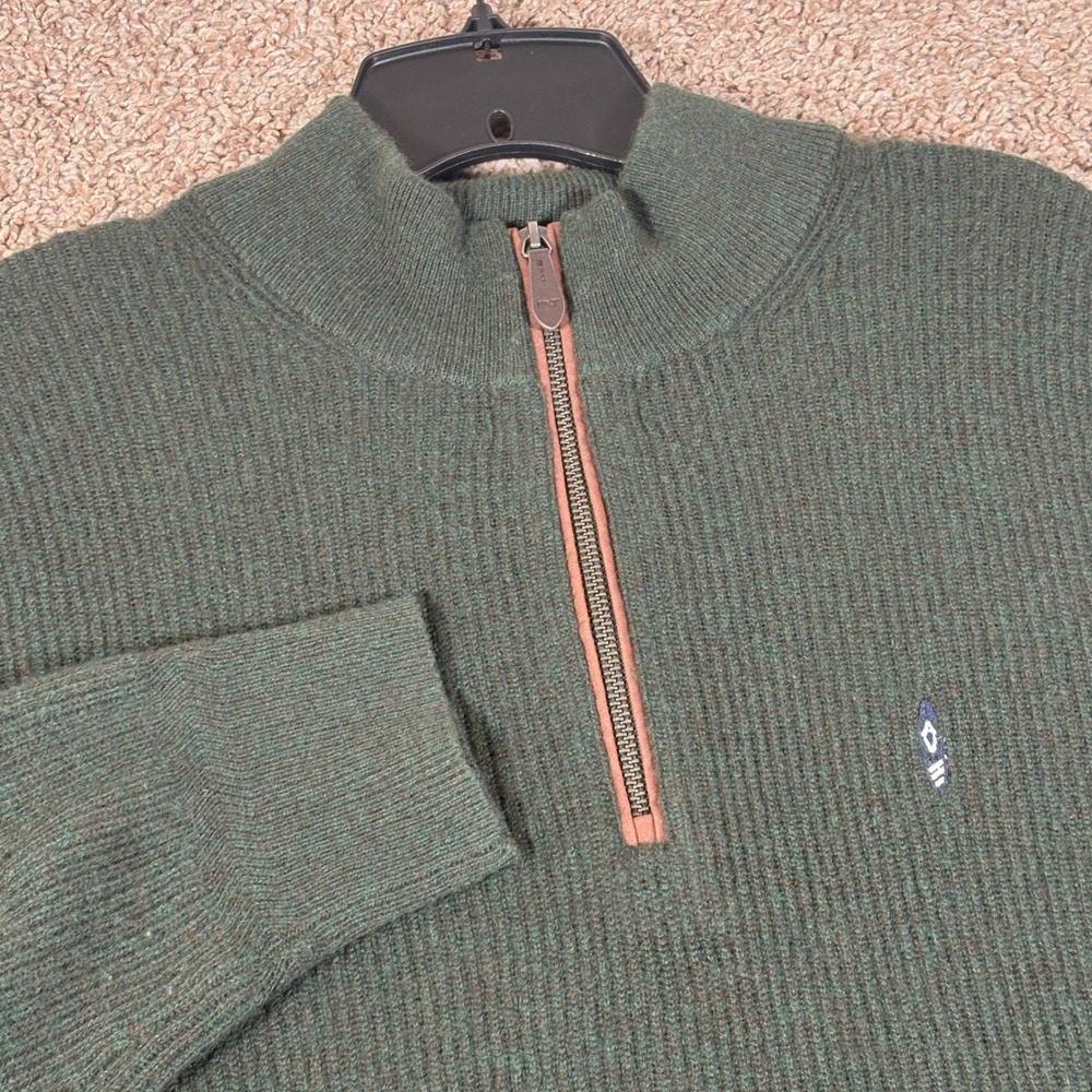 Vineyard Vines Mens 100% Cashmere Quarter Zip Sweater Green Ribbed Large L